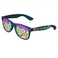 Teal Logo Lenses Custom Printed Lenses Retro Sunglasses - Full-Color Full-Arm Printed